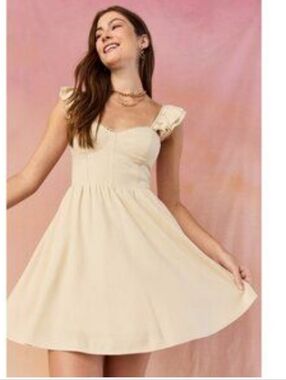 Sweet Cream Mini Dress with Ruffle Shoulder Straps